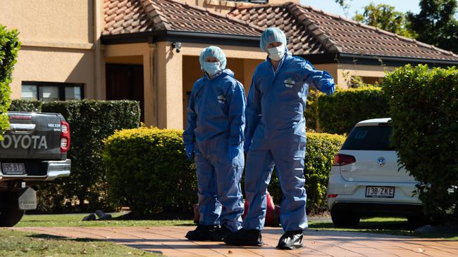 Forensic police at the Brisbane home of former Wallaby great Toutai Kefu after his home was invaded by armed teenage thugs. Picture: Brad Fleet