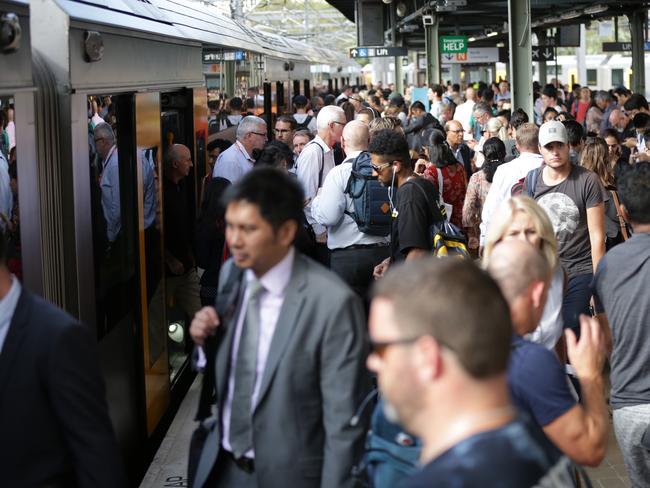 Delays of up to 30 minutes are affecting the Sydney Trains. Pictured are the platforms at Central Station in Sydney.Picture: Christian Gilles