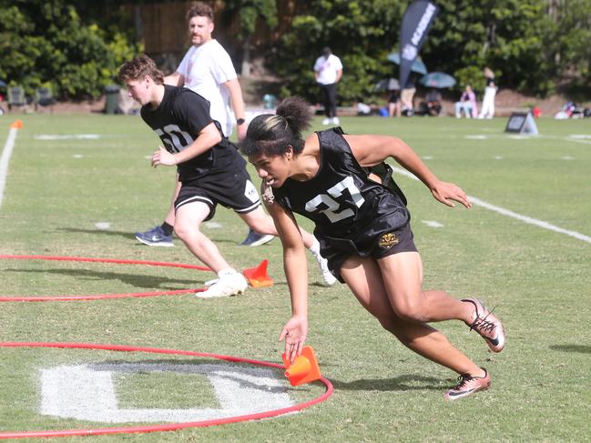 The newly launched NFL Academy on the Gold Coast is hosting its first recruitment combine on Saturday at A.B Paterson College. 29 June 2024 Arundel Picture by Richard Gosling