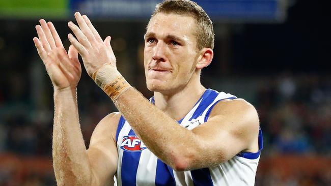 Drew Petrie played his last game for North Melbourne on Saturday. Picture: Getty Images.