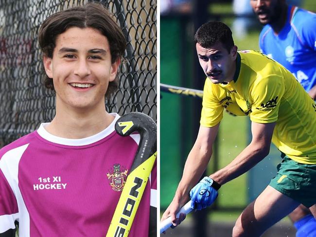 Australian hockey international Nathan Ephraums as a teenager and then playing for the Kookaburras.