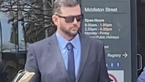 Glen Ashton exits Byron Bay court after being convicted for possessing illicit drugs at Splendour.