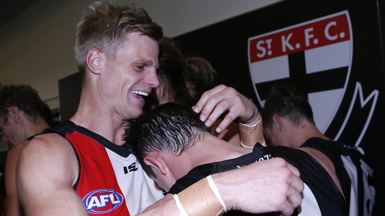 St Kilda’s Nick Riewoldt has launched a passionate character defence of Jack Steven. Picture: George Salpigtidis