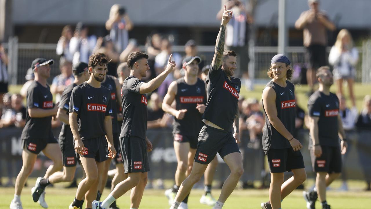 The Magpies training on Friday morning. Picture: Daniel Pockett/Getty Images