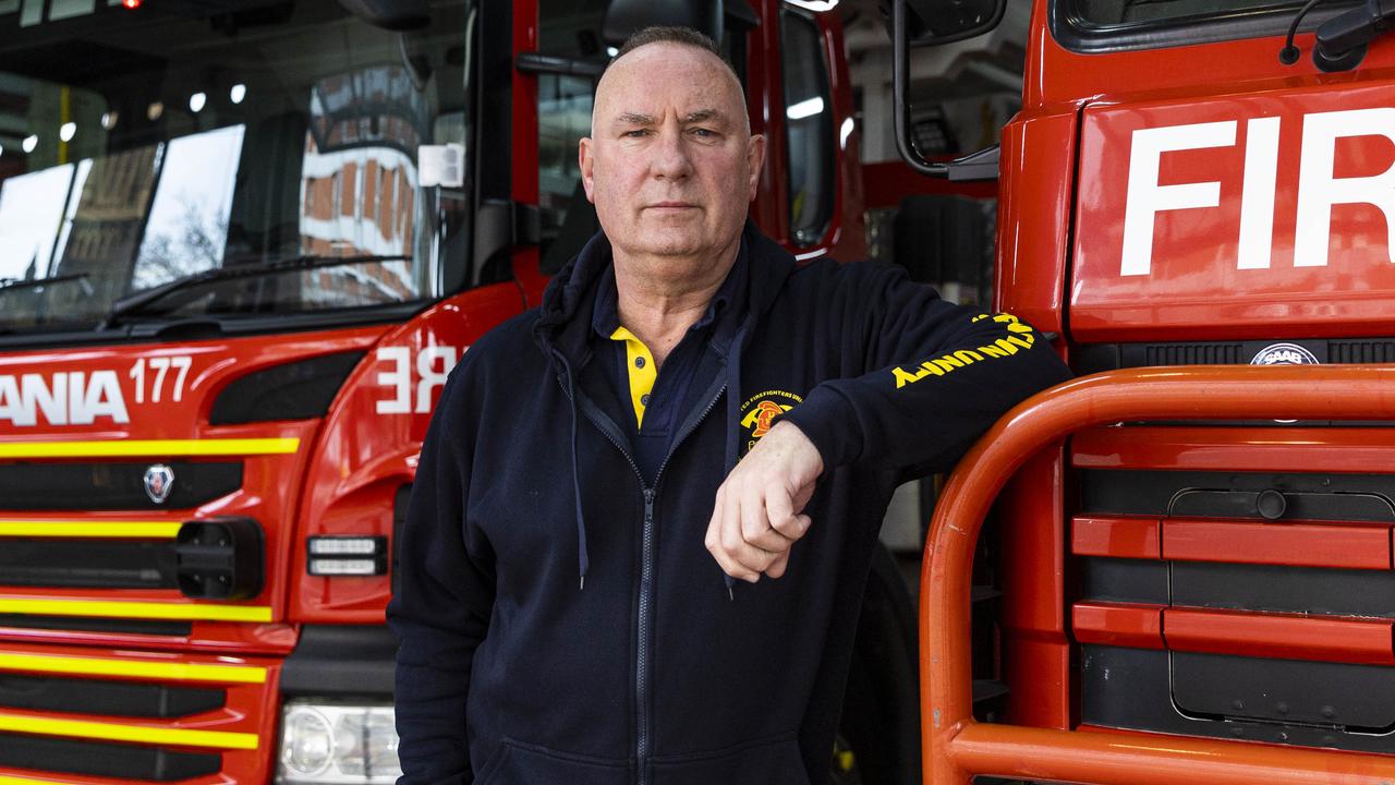 The UFU, under Peter Marshall, has attacked Labor over changes to the state’s presumptive cancer legislation for firefighters. Picture: Aaron Francis