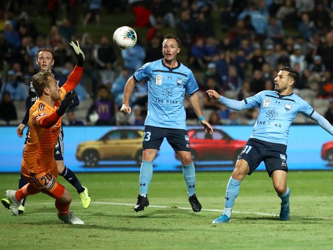 SYDNEY, AUSTRALIA - NOVEMBER 17: Kosta Barbarouses of Sydney FC takes a shot at goal during the round 6 A-League match between Sydney FC and Melbourne Victory at Netstrata Jubilee Stadium on November 17, 2019 in Sydney, Australia. (Photo by Cameron Spencer/Getty Images)