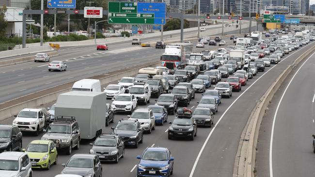 Drivers are facing huge delays on the West Gate Bridge. Picture: David Crosling