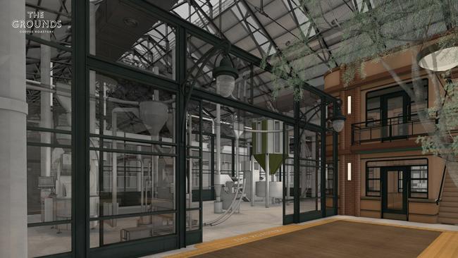 Artist impressions of The Grounds of South Eveleigh event space and coffee roastery.