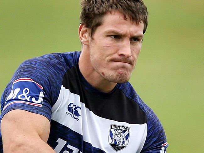 Josh Jackson warms up for the  Canterbury Bankstown Bulldogs  training session at Belmore Oval ,Belmore.Picture Gregg Porteous