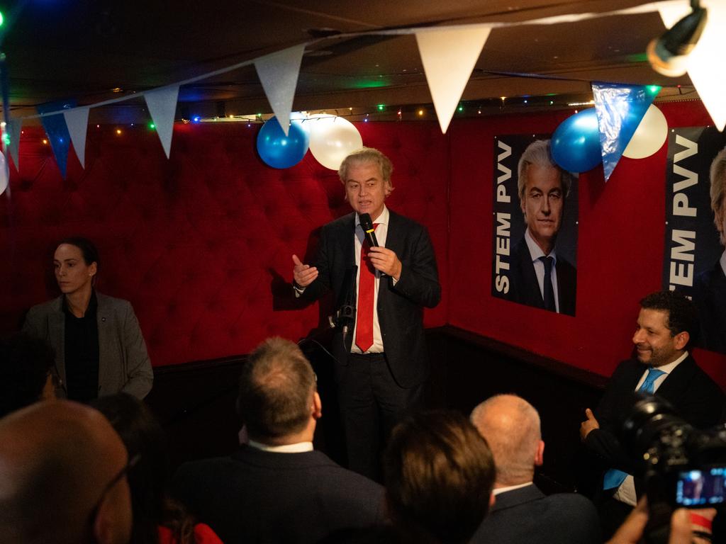 Geert Wilders reacts to the early exit poll results. Picture: Carl Court/Getty Images