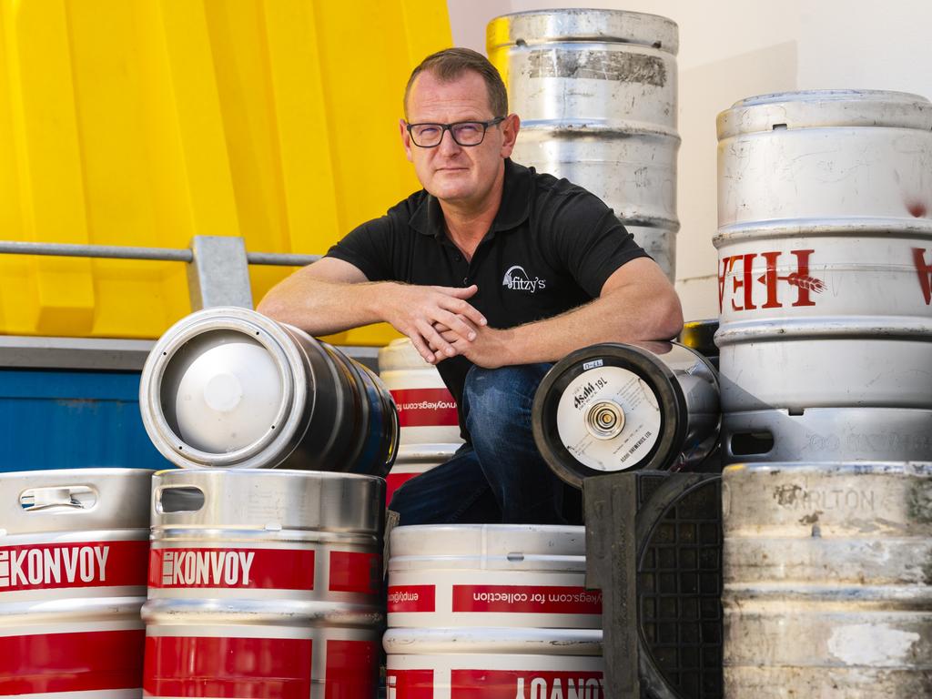 Brad Fitzgibbons of Fitzy's is joining The Australian Hotels Association, Clubs Australia and the Brewers Association to call for urgent action to cut the draught beer tax which is increasing again, Monday, January 31, 2022. Picture: Kevin Farmer