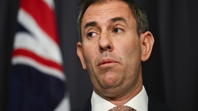 Federal Treasurer Jim Chalmers holds a press conference at Parliament House in Canberra. Picture: NewsWire / Martin Ollman