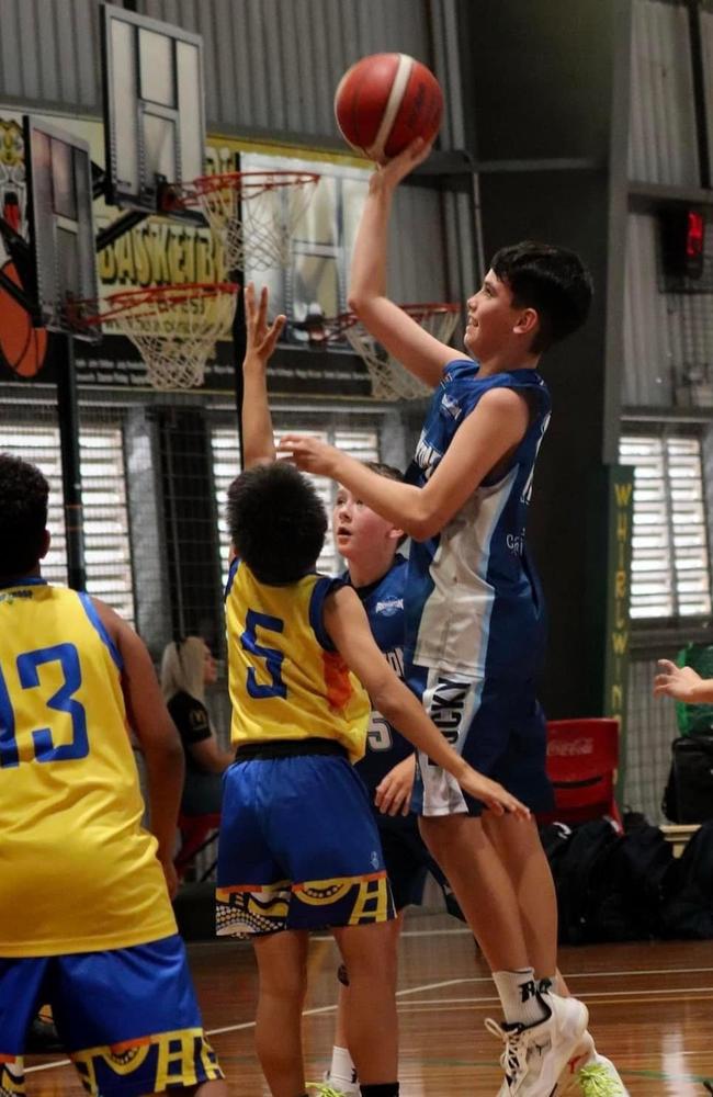 Chace Webber in action for the Rockhampton Rockets under-12s.