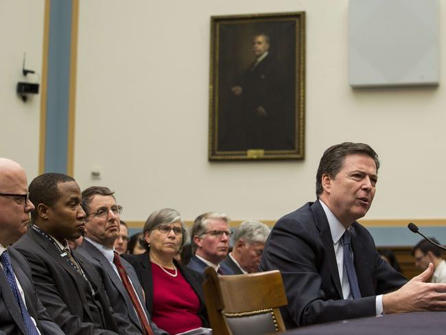 FBI Director James Comey testifies during the hearing.