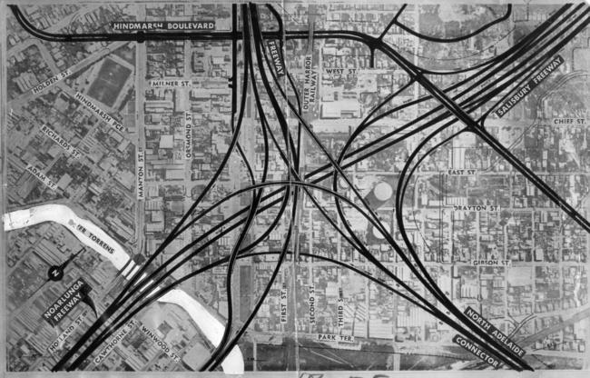 The network of interchanges proposed in the MATS plan for the Hindmarsh area.