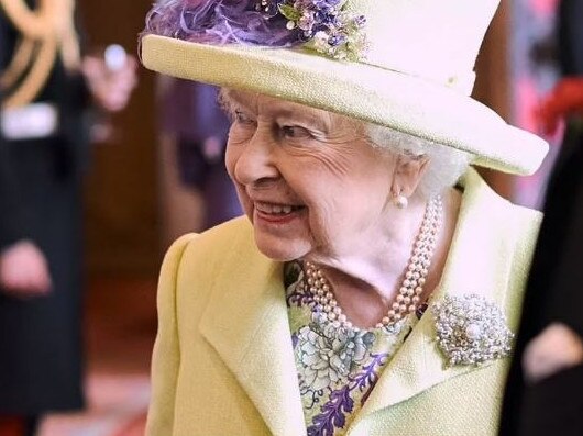 The late Queen at a drinks reception following Prince Harry's wedding to Meghan Markle. Picture: Netflix