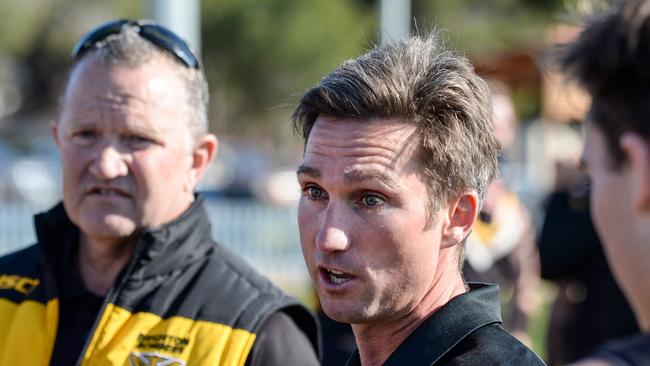 Brighton coach Brett Backwell has experienced a frustrating start to 2022. Picture: Brenton Edwards