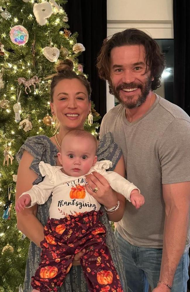 Kaley Cuoco with her boyfriend Tom Pelphrey and their daughter Matilda.