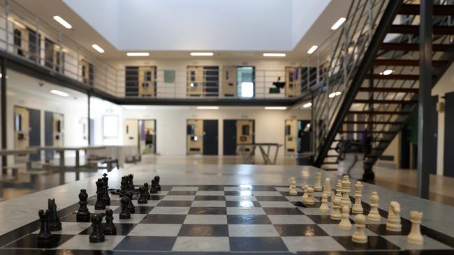 A game of chess set up inside the newer section of the Bathurst Correctional Centre. Picture: Jonathan Ng