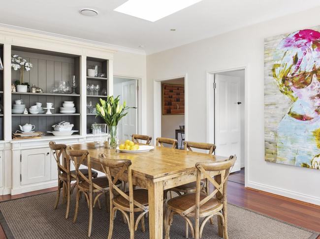 There are wooden floorboards throughout the home. 