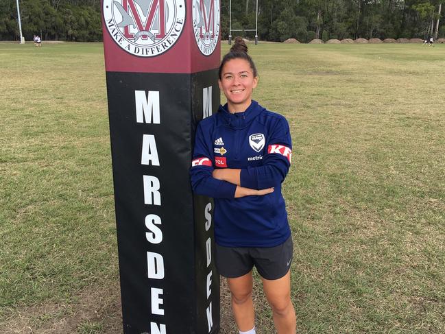 Melbourne Victory's Angela Beard back at her old school.