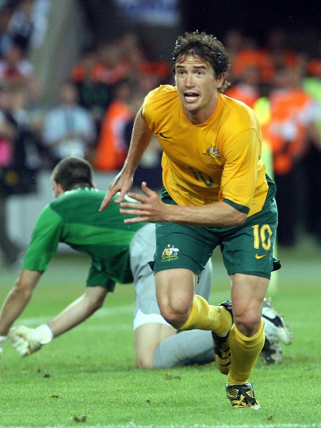 Harry Kewell celebrates his equaliser against Croatia at the 2006 World Cup. Photo: AP