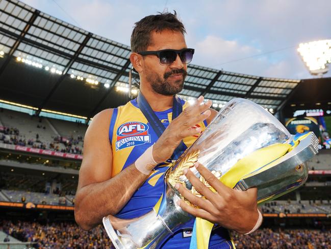 MELBOURNE, VICTORIA - SEPTEMBER 29:  Lewis Jetta of the Eagles celebrates the win during the 2018 AFL Grand Final match between the Collingwood Magpies and the West Coast Eagles at Melbourne Cricket Ground on September 29, 2018 in Melbourne, Australia.  (Photo by Michael Dodge/AFL Media/Getty Images)