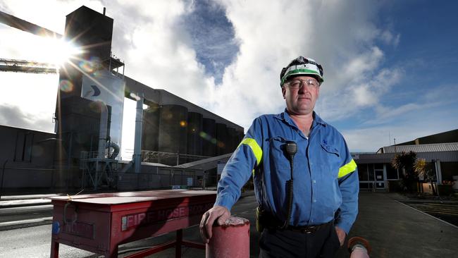 Alcoa employee Mark Burridge outside the Alcoa Aluminium smelter in Portland Victoria. Picture: David / The Australian.