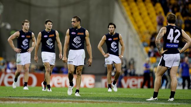 Carlton’s season may have slipped away at the Gabba on Saturday night. Picture: Mark Calleja