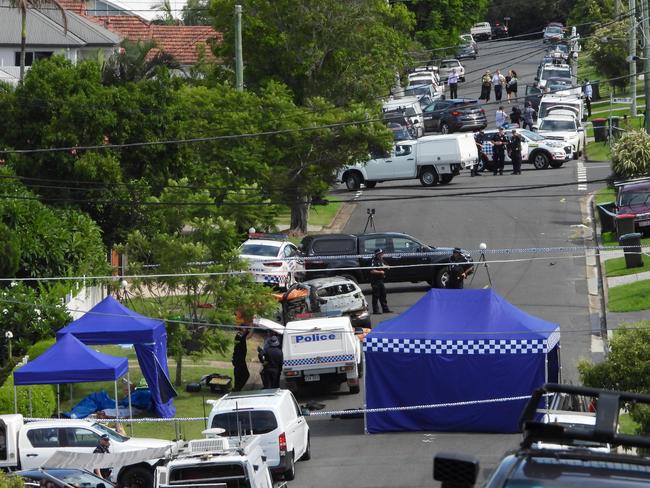 The scene where Rowan Baxter killed three young children and estranged wife Hannah Clarke in Camp Hill, Brisbane. Lyndon Mechielsen/The Australian