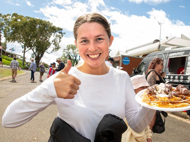 Andy Gilligan about to enjoy a waffle at the Meatstock Festival, Toowoomba showgrounds. April 2022