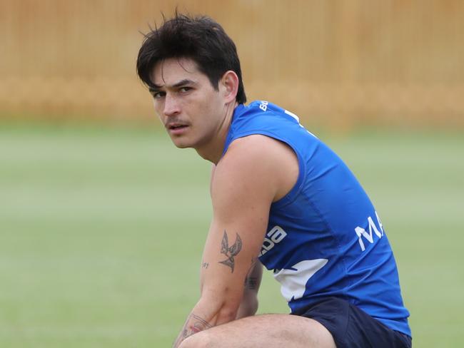 Zac Fisher at North Melbourne Football training at Bundoora. Monday, January 22, 2024. Picture: David Crosling