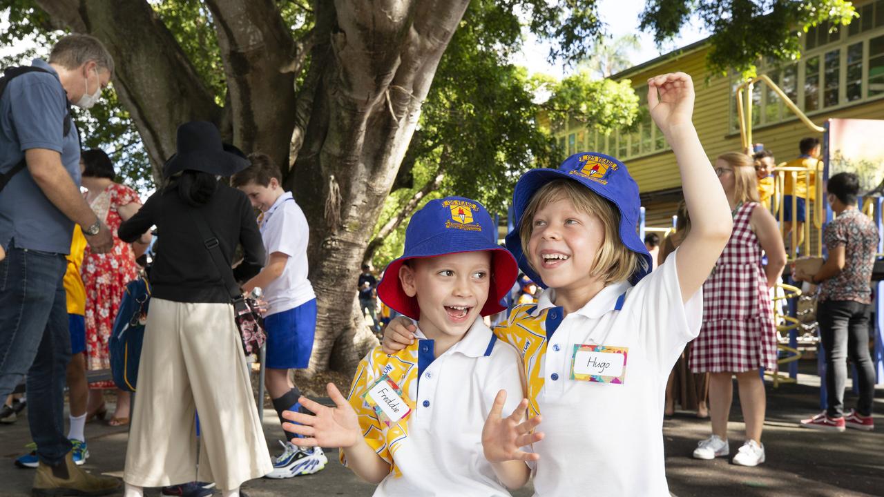 Milton State School Prep students for 2021. Freddie Tozer and Hugo Tebbett are daycare buddies now in prep together. Picture: Renae Droop