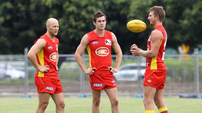 Gary Ablett, Marc Lock and Nathan Bock at Gold Coast Suns training at Metricon Stadium.