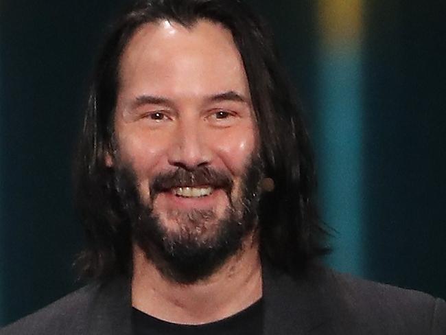 LOS ANGELES, CALIFORNIA - JUNE 09: Actor Keanu Reeves speaks about "Cyberpunk 2077" from developer CD Projekt Red during the Xbox E3 2019 Briefing at The Microsoft Theater on June 09, 2019 in Los Angeles, California.   Christian Petersen/Getty Images/AFP == FOR NEWSPAPERS, INTERNET, TELCOS & TELEVISION USE ONLY ==