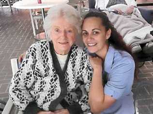 DREAM JOB: Sherrie-Lee Rediger with Grafton aged care home resident Merle McGuire. PHOTO: CONTRIBUTED