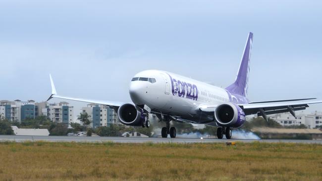 New budget airline Bonza has welcomed its first aircraft to Australian soil, a Boeing 737 Max 8. Picture: Supplied.