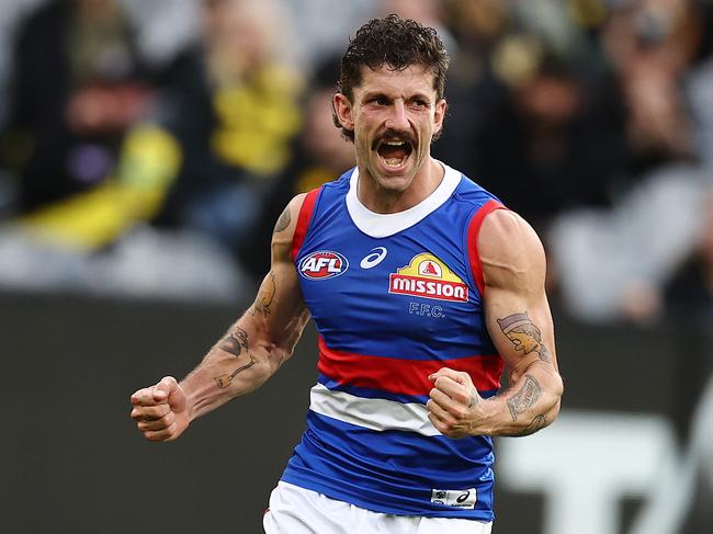 Liberatore celebrates an early goal against the Tigers. Pic: Michael Klein