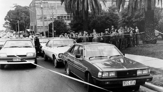 Mr Mitchell’s red Sigma car after police found it near Caulfield station.