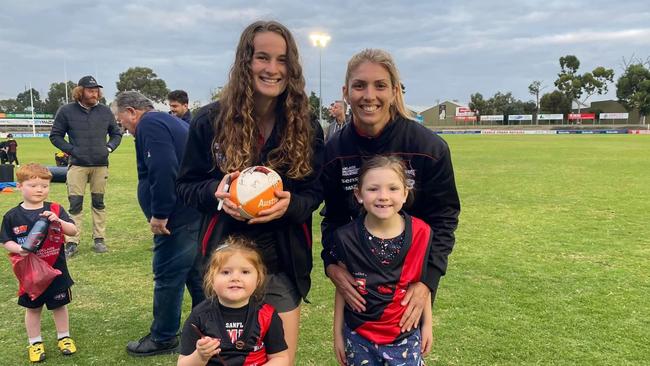 Kate Walsh (right) with West Adelaide star Lauren Young. Picture: West Adelaide Football Club