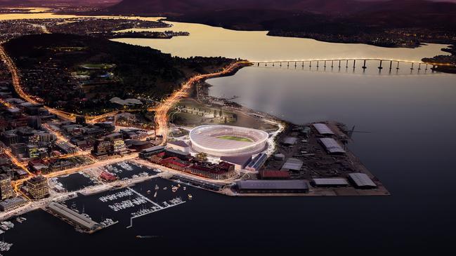 Designs of what Hobart's new AFL stadium at Macquarie Point could look like. Images supplied by AFL