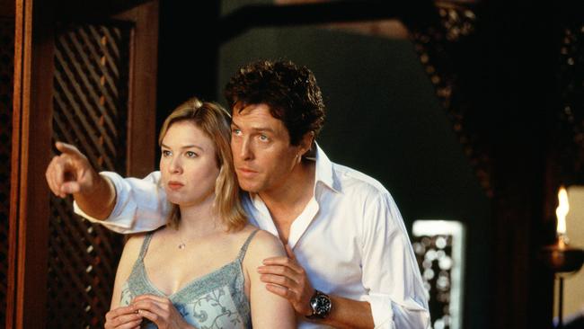 Actor Hugh Grant with Renee Zellweger in scene from film 