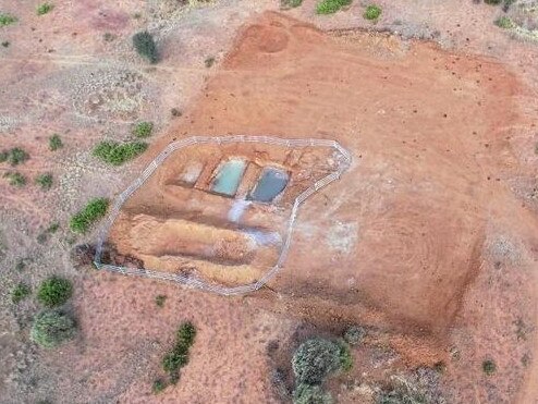 The image was taken in May 2018 showing a cleared area roughly 50m x 50m, driller sumps, water storage, and the bore hole. Picture: Coast and Country