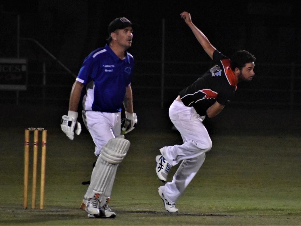 Brodie Davis bowling for Lawrence in the 2020/21 CRCA Cleavers Mechanical Twenty20 Night Cricket round 8 clash against TLE Tucabia Copmanhurst at McKittrick Park on Wednesday, 9th December, 2020. Photo Bill North / The Daily Examiner