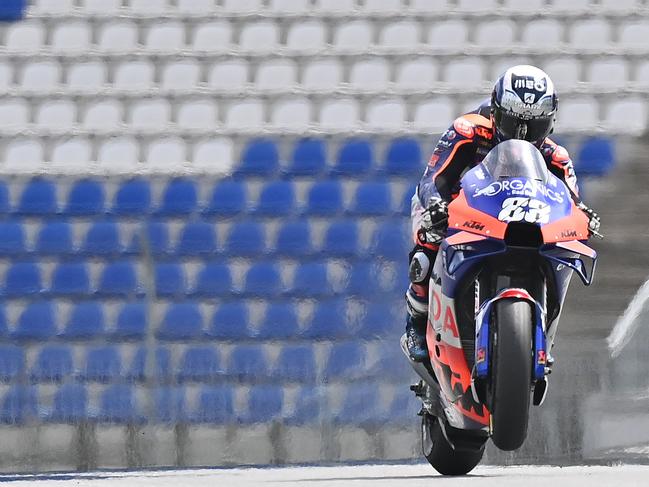 Miguel Oliveira rides his bike at the Austrian Grand Prix. (Photo by JOE KLAMAR / AFP)