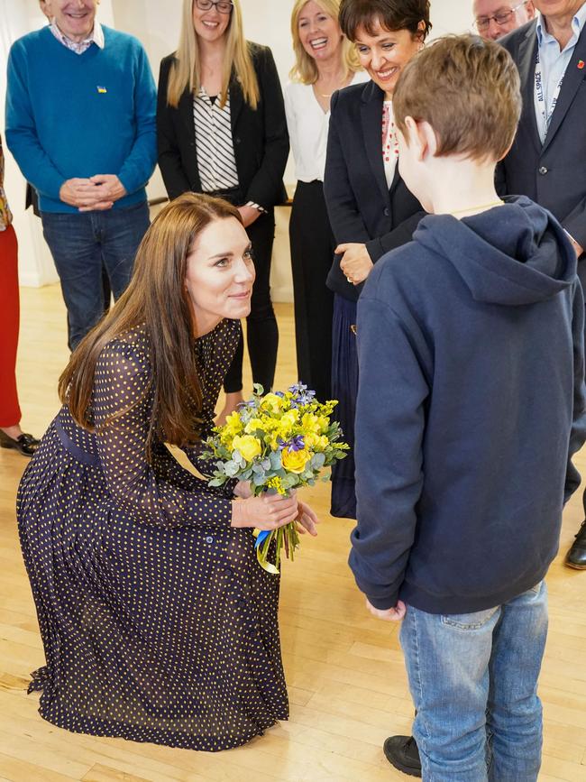 The Princess of Wales met with children during a visit to the Ukrainian Community Centre. Picture: AFP