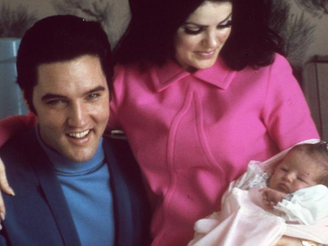 Lisa Marie Presley with her parents days after her birth in 1968. Picture: Michael Ochs Archives/Getty Images