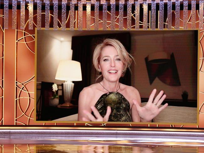 Gillian Anderson wins the Golden Globes. Picture: Getty