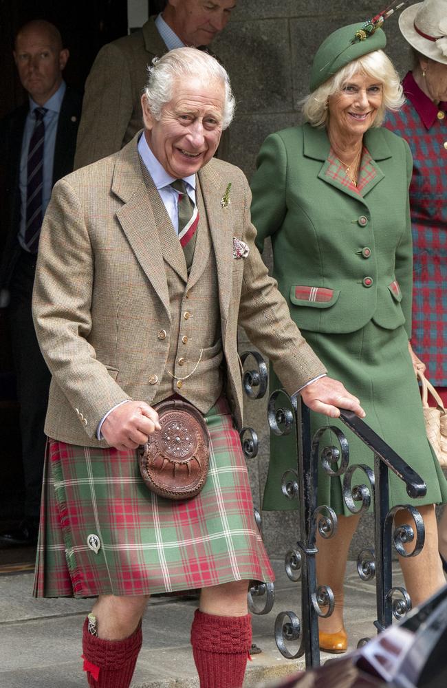 King Charles and Queen Camilla at Crathie Church, Balmoral, last September. The royals wore the same outfits on the weekend and attended with Princess Catherine. Picture: Getty Images