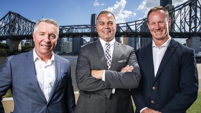 Paul Green, the now sacked Cowboys coach who may take over the Broncos, sacked Broncos coach Anthony Seibold and Titans coach Justin Holbrook, pictured at the start of 2020. Picture: Lachie Millard